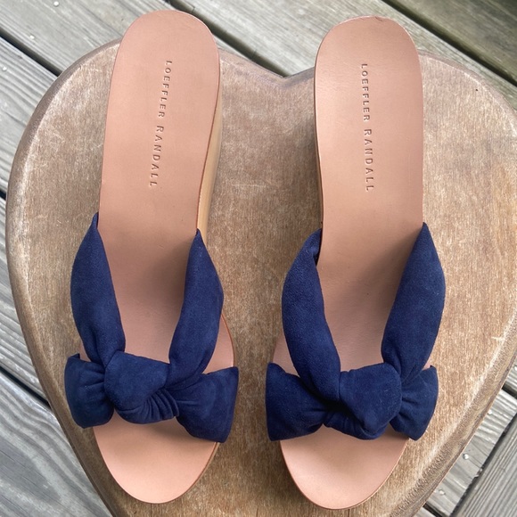 NWOT Loeffler Randall Taylor Wedge Mule Sandal Navy Suede Women's Size 8.5 - 9 - Picture 15 of 15
